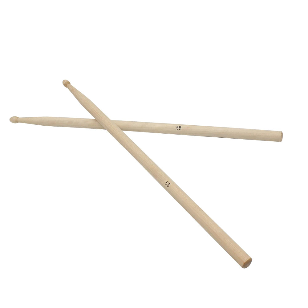 A set of three maple wood drumsticks labeled 5A, 5B, and 7A.