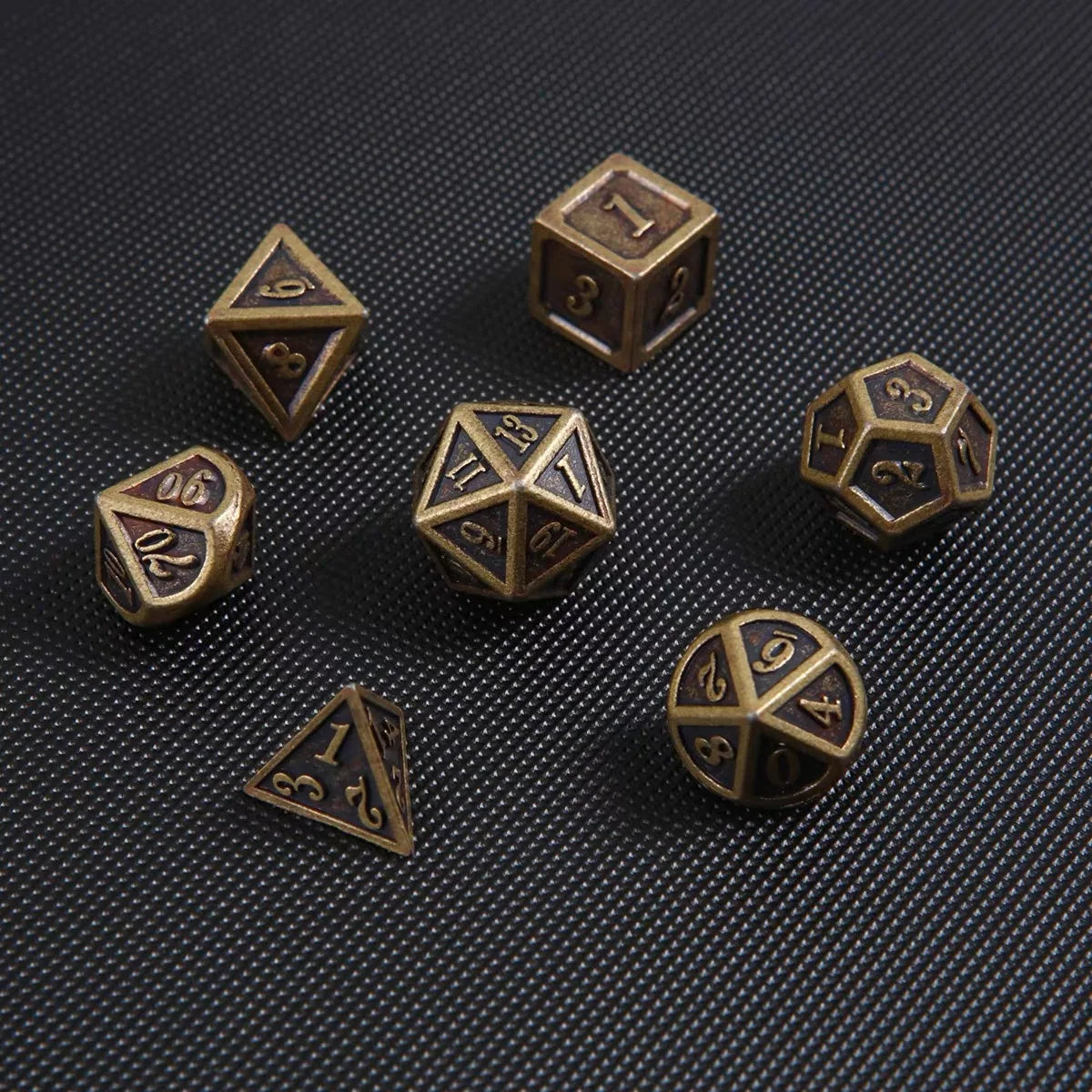 Bronze Metal Polyhedral Dice Set for RPG Games