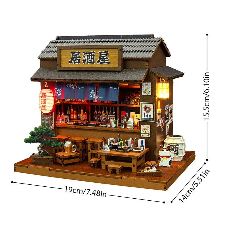 DIY Wooden Miniature House Kit with LED Lighting
