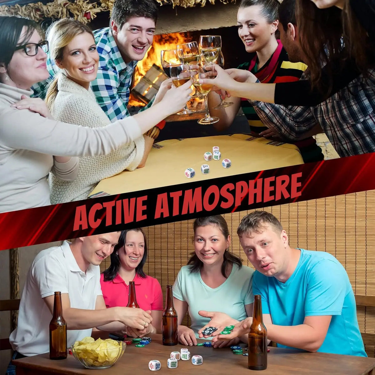Party Dice Drinking Game Set for Adults – 6 Acrylic Dice