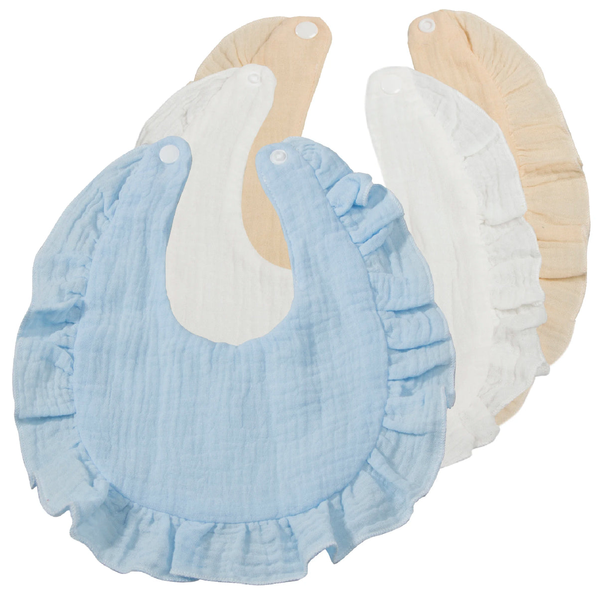 Soft Muslin Cotton Baby Bibs (3-Pack) with Snap Closure