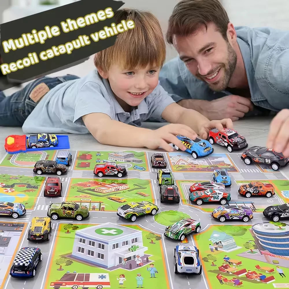 Diecast Pull-Back Car Set - Mini Vehicle Collection for Kids