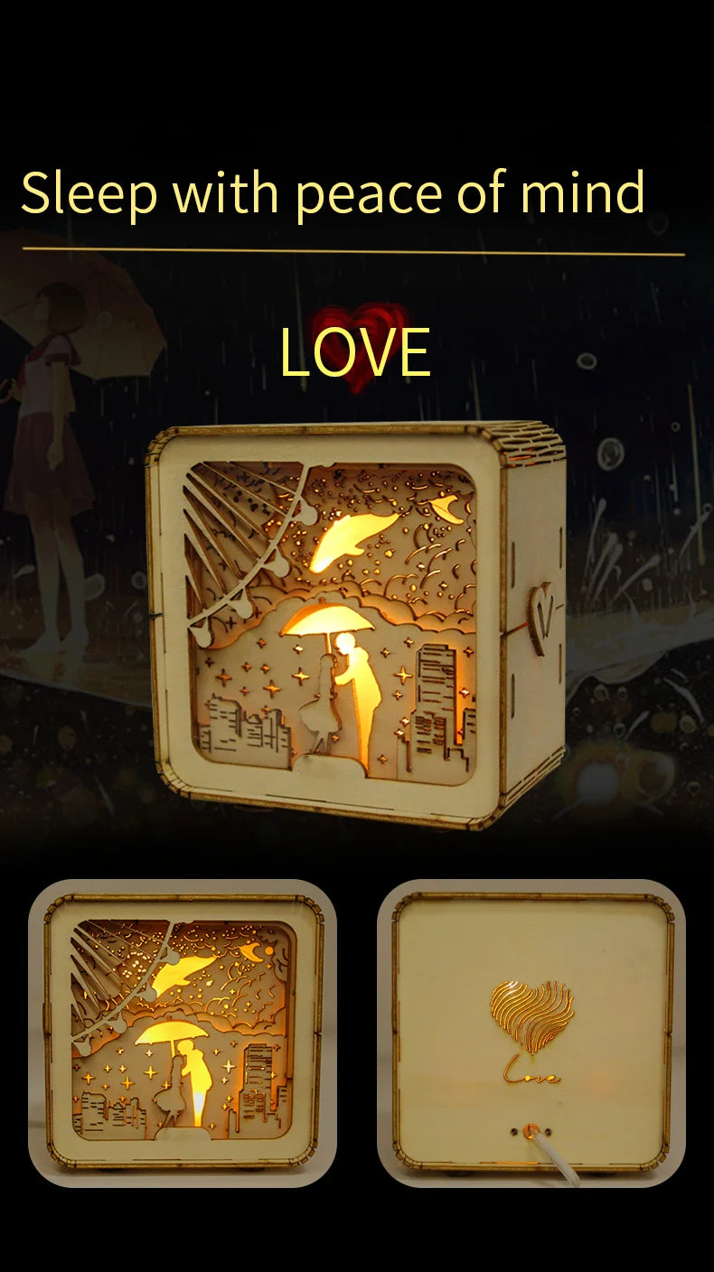3D Wooden Castle Puzzle Night Light