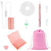 A pink electric diamond painting pen kit with a USB suction tool and storage pouch.