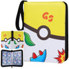 A yellow and white PU leather card binder with a black strap and decorative elements.