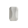 A silver metal fidget slider with a smooth, rounded rectangular shape.