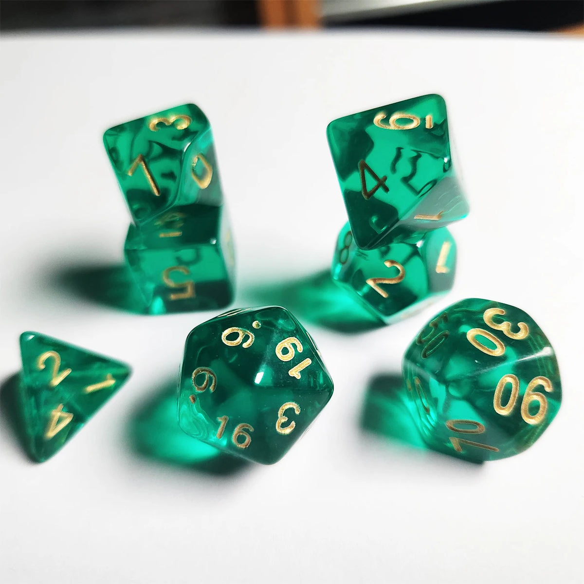 Translucent Green Polyhedral Dice Set (7-Piece)
