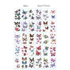 A collection of 30 temporary tattoos featuring various colorful butterfly and floral designs.