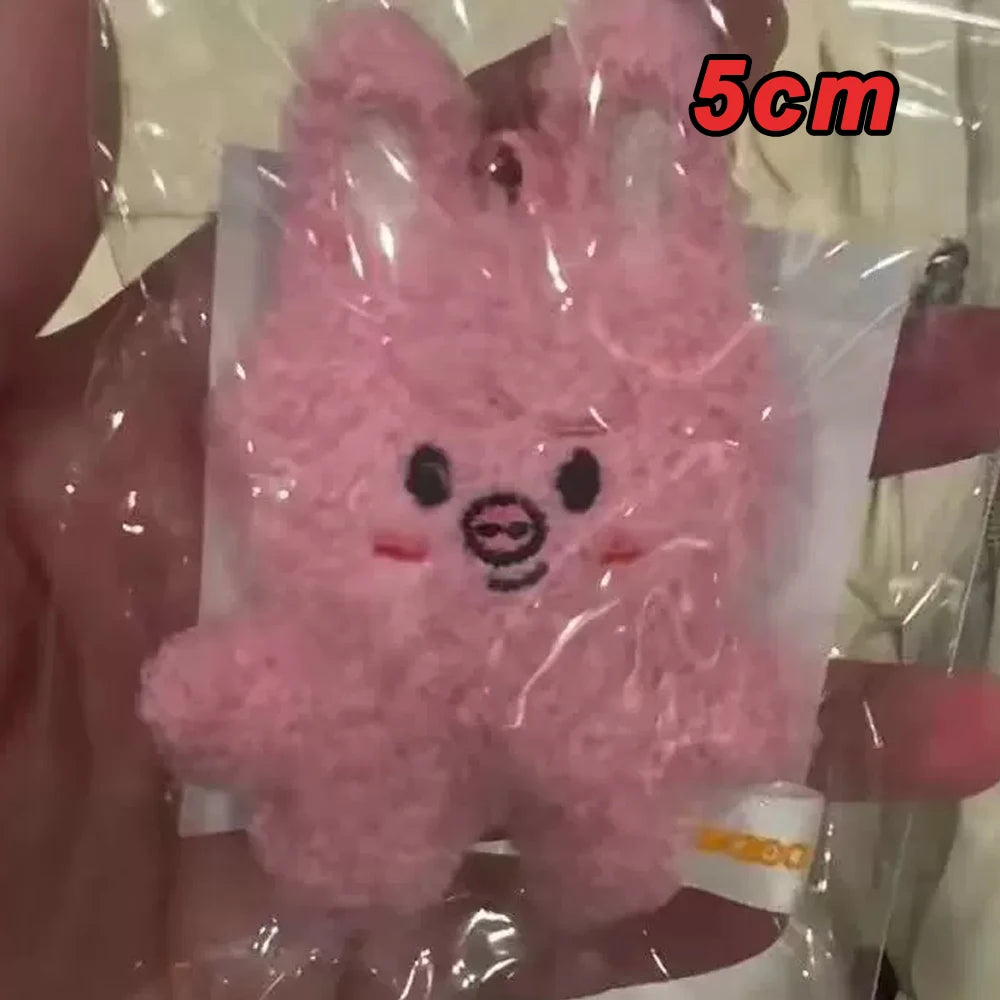 Adorable Plush Cartoon Keychain – Soft Pink Mini Pendant
