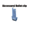 A clear bullet clip accessory for a firearm.