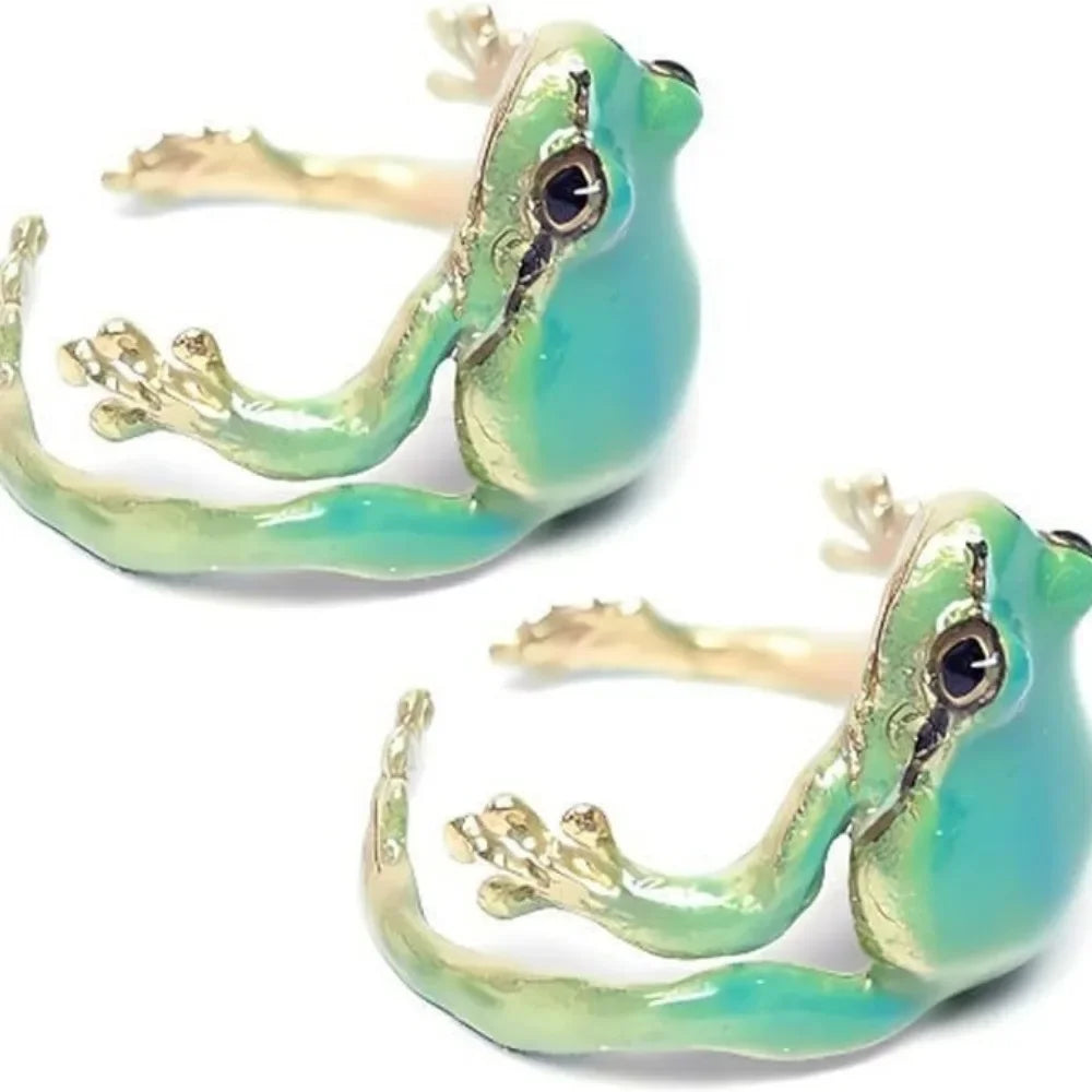 Cute Green Tree Frog Adjustable Ring