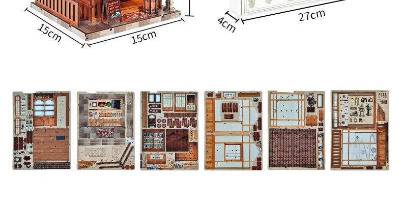 DIY Wooden Miniature Japanese Tavern Model Kit with LED Lighting