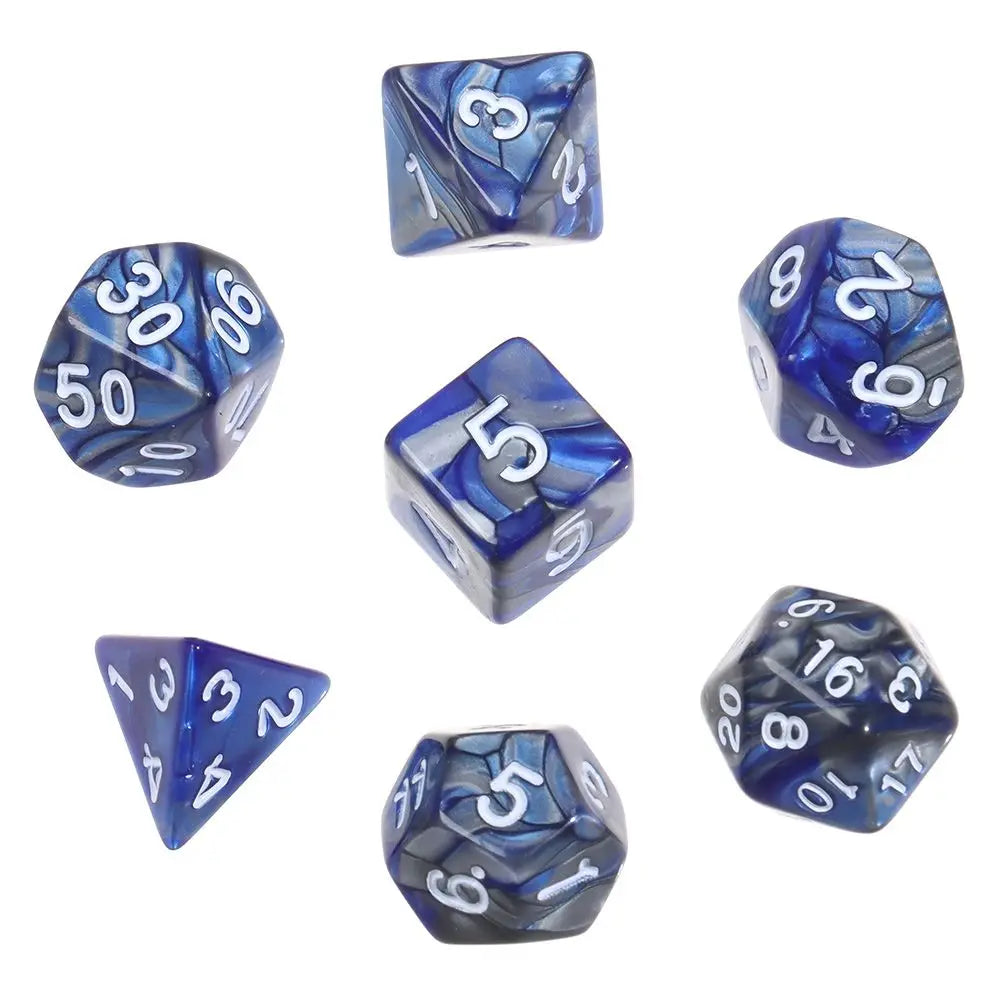 7-Piece Polyhedral Dice Set with Dual-Color Design for RPG and Tabletop Games