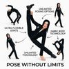 A black collectible plush doll with movable joints demonstrating various poses.