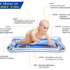 Inflatable baby water play mat used for tummy time exercises, showing muscle strengthening benefits.