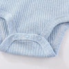 Light blue ribbed cotton baby bodysuit with long sleeves