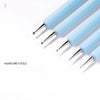 A set of five light blue silicone double-ended dipping pens used for nail art, clay, and pottery sculpting.