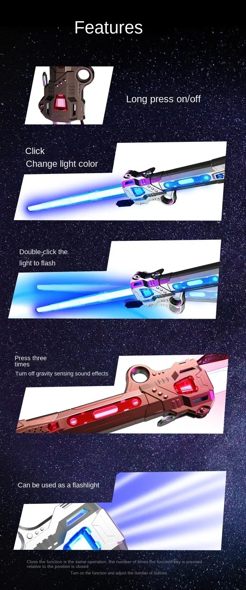 Telescopic Glow Sword with Music & Rotating Lights