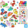 A colorful sticker kit featuring a dinosaur and other gems for kids