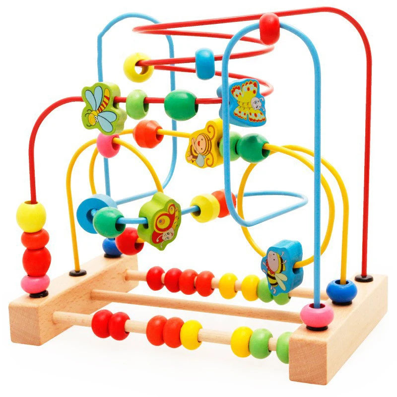 Wooden Bead Maze Roller Coaster Toy for Toddlers