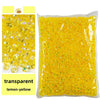 Bag of transparent lemon-yellow resin rhinestones for crafts and DIY projects