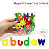 A hand holds a bag of magnetic lowercase letters, with individual letters spelled out below.