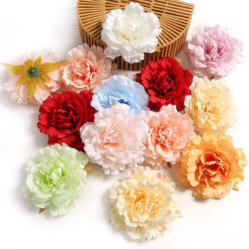Silk Peony Artificial Flower Heads for Crafts and Home Decor