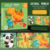 A box of Level Up I Puzzles featuring magnetic jigsaw puzzles of animals like a tiger, panda, and giraffe.