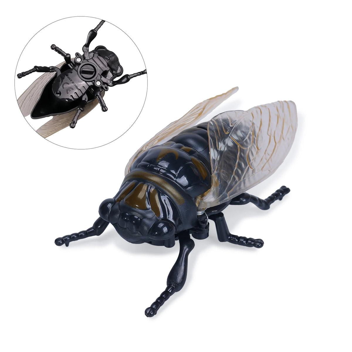 A wind-up insect toy set featuring a ladybug, bee, and beetle.