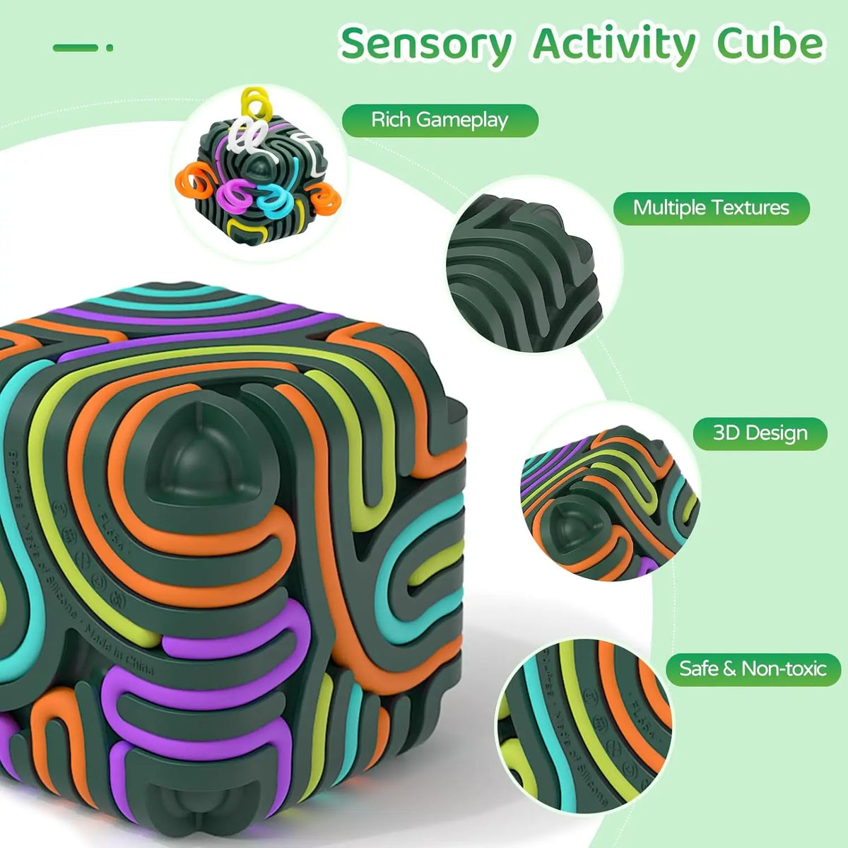 Silicone Sensory Fidget Cube for Stress Relief and Focus