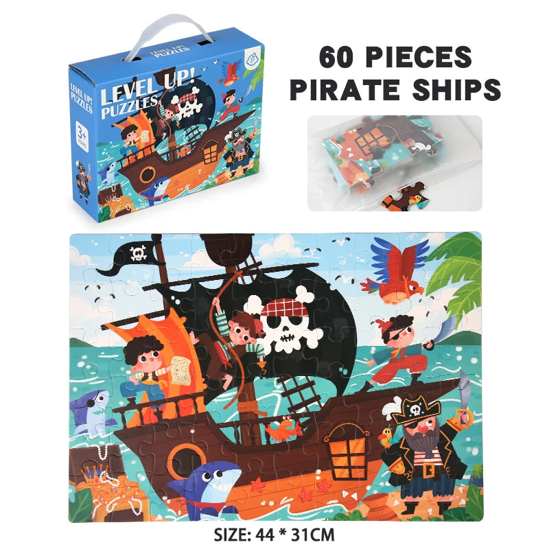 Montessori Wooden Cartoon Puzzle Set for Kids
