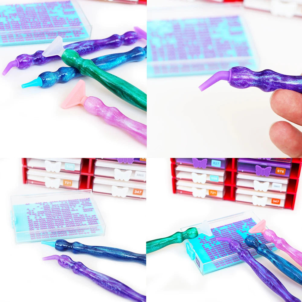 5D Diamond Painting Pen Tool Set with Interchangeable Tips and Wax