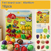 A felt board featuring various colorful fruits and vegetables for pretend play.