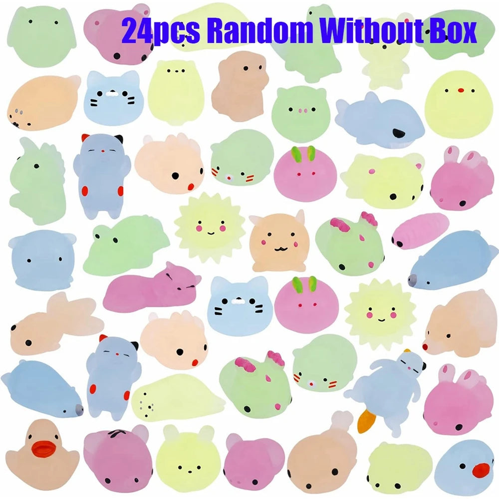 Kawaii Animal Squishy Toys – Glow in the Dark Stress Relievers (Party Pack)
