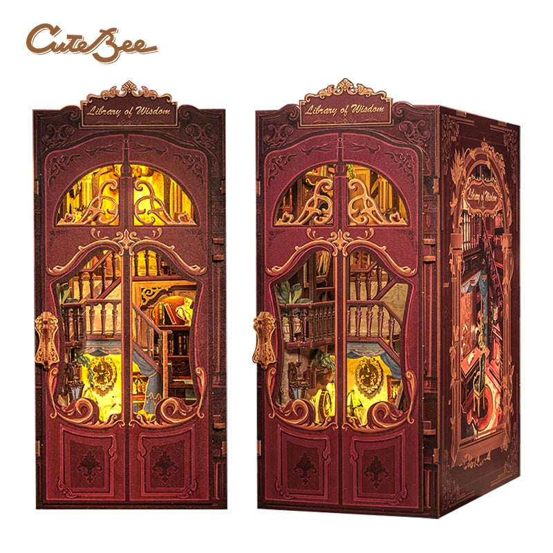 Owl Bookstore Miniature Book Nook DIY Kit with LED Lighting