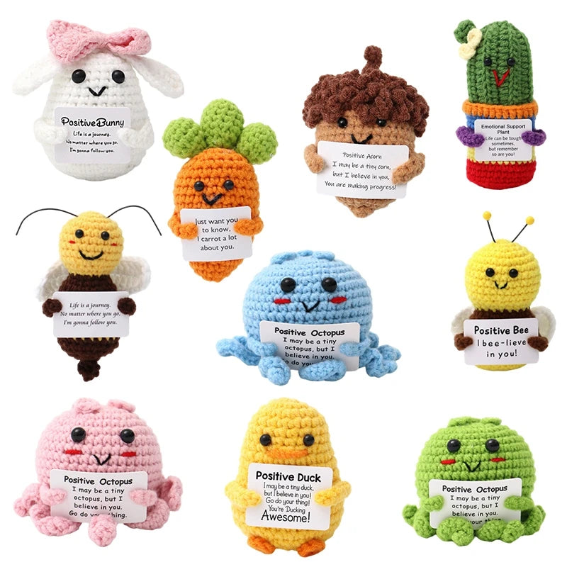 Handmade Crochet Positive Doll with Hugging Card