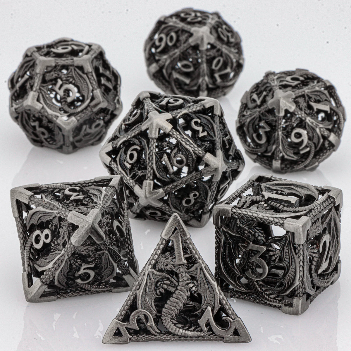 Hollow Metal Polyhedral Dragon Dice Set
