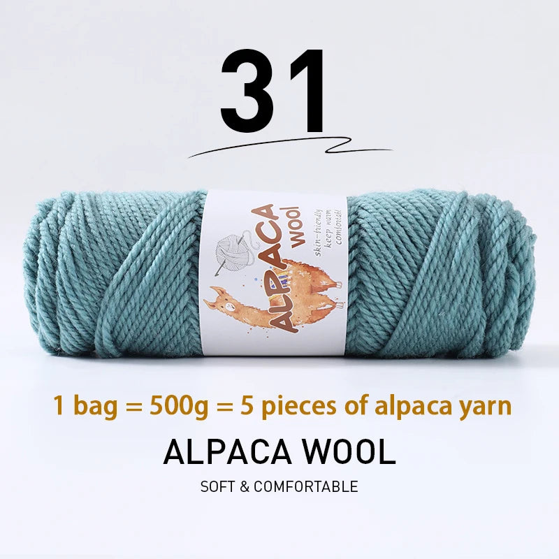Luxurious Alpaca Wool Blend Yarn — 500g Thick Knitting Yarn