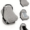 Gray breathable baby stroller sunshade cover with mosquito protection shown in multiple views