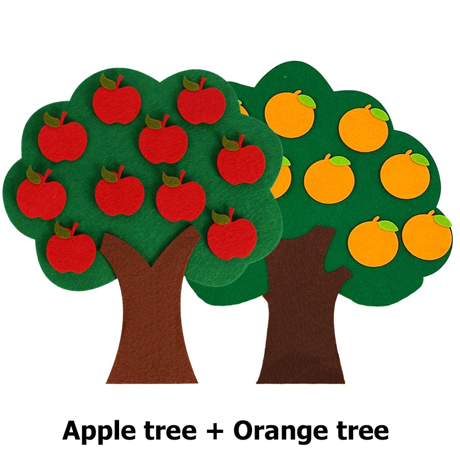 Felt Fruit Tree Puzzle – Color & Number Learning Toy for Kids