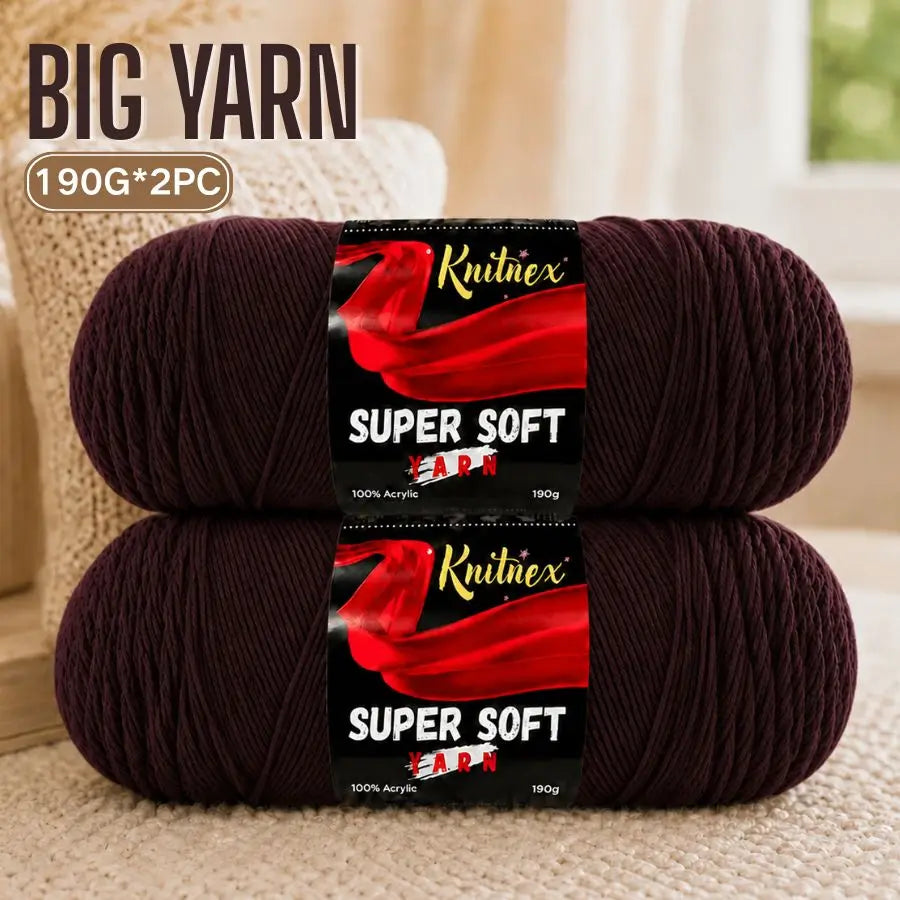 Two skeins of super soft red acrylic yarn for knitting and crochet projects