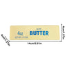 A rectangular yellow butter squishy stress relief toy labeled 4oz salted butter with dimensions 4cm x 1.57in.
