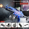 Blue MK6 electric burst water gun with trigger sensing and body linked bolt return shown in a close-up shot.