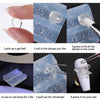 Step-by-step guide showing how to use 3D bowknot silicone nail molds and a carving pen to create nail designs.