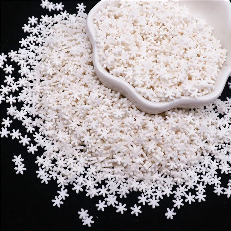 Festive Snowflake Polymer Clay Sprinkles for Crafts and Slime