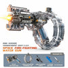 A transparent gray Z-lock ring version of a Shark Ink water gun with accessories shown on a white background.