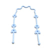 A silicone pacifier clip with an anti-drop chain, shown in light blue.