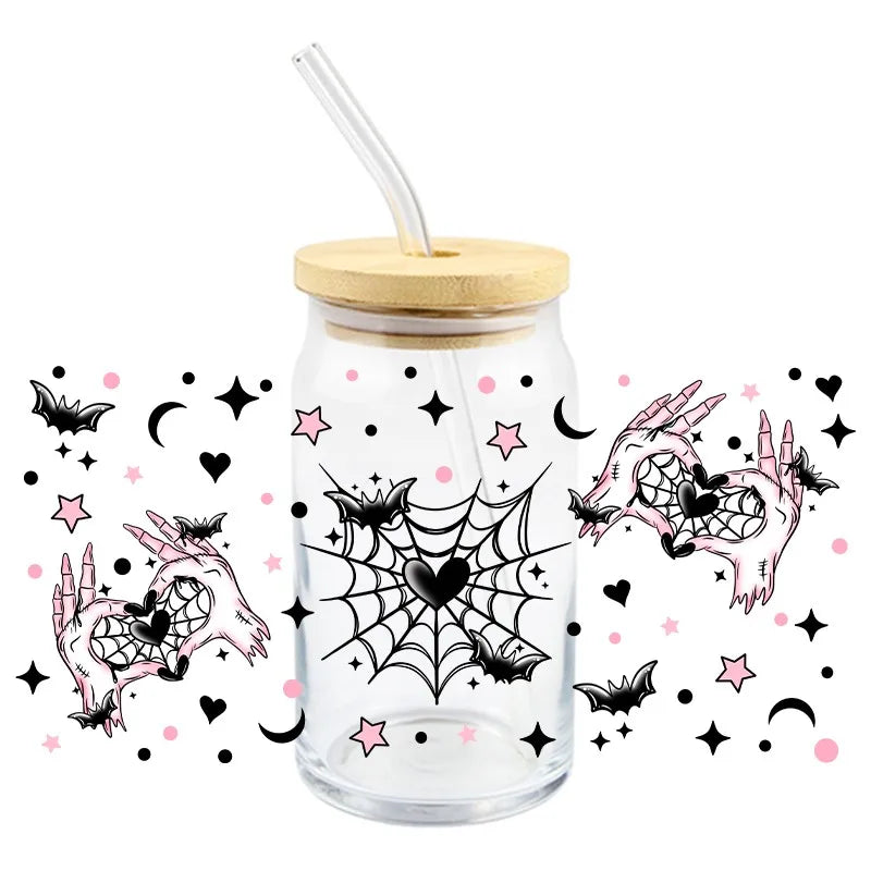 Halloween Bat Design Waterproof Cup Wrap Stickers