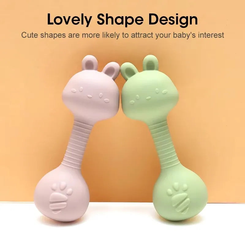 Rabbit Ear Silicone Baby Rattle & Teether Set