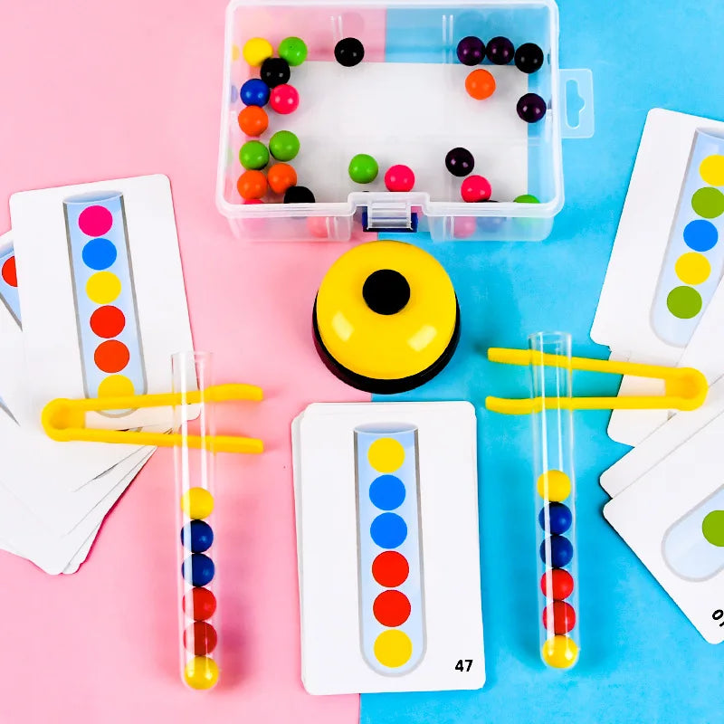 Montessori Wooden Test Tube Bead Sorting Game for Toddlers
